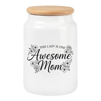 Cette dame est un super cadeau maman maman - Boîte à biscuits avec couvercle en bois - blanc - Devant