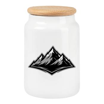 Berge Symbol Alpen - Keksdose mit Holzdeckel - Weiß - Vorne