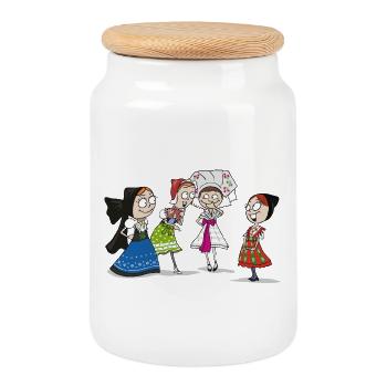 COMIC - SERBSKE DRASTY - Cookie Jar with Wooden Lid - white - Front