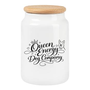Queen Energy, Dog Company - Cookie Jar with Wooden Lid - white - Front