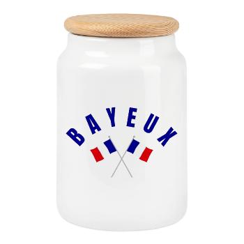 Drapeaux français croisés de Bayeux Emblèmes - Boîte à biscuits avec couvercle en bois - blanc - Devant