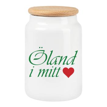 Öland in my heart - Cookie Jar with Wooden Lid - white - Front
