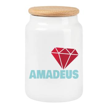 Amadeus - Keksdose mit Holzdeckel - Weiß - Vorne