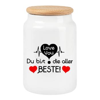 Je t’aime, tu es le meilleur ! - Noir Rouge - Boîte à biscuits avec couvercle en bois - blanc - Devant