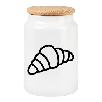 croissant - Boîte à biscuits avec couvercle en bois - blanc - Devant