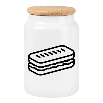 sandwich - Cookie Jar with Wooden Lid - white - Front