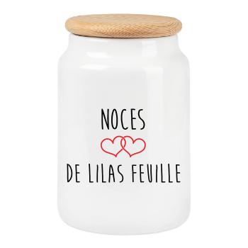 Noces de Lilas 63 ans de mariage - Boîte à biscuits avec couvercle en bois - blanc - Devant