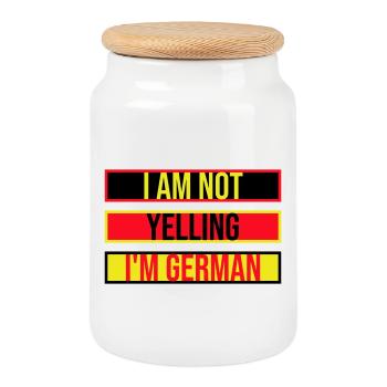 I Am Not Yelling I'm German Lustig Deutsch Spruch - Keksdose mit Holzdeckel - Weiß - Vorne