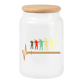 Bow Hunting Heartbeat Retro Archer Silhouette - Cookie Jar with Wooden Lid - white - Front