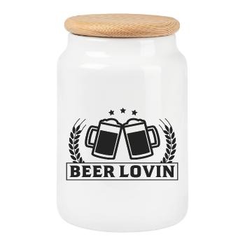 Beer Lovin Bierkrüge Prost Party Feiern - Keksdose mit Holzdeckel - Weiß - Vorne