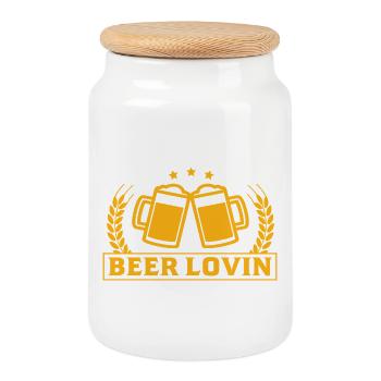 Beer Lovin Bierkrüge Prost Party Feiern - Keksdose mit Holzdeckel - Weiß - Vorne