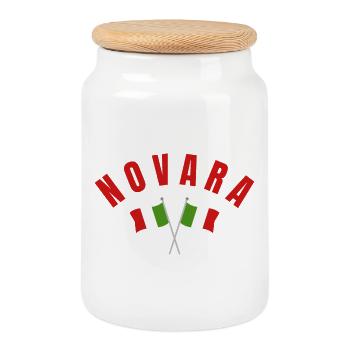 Novare a traversé les drapeaux italiens - Boîte à biscuits avec couvercle en bois - blanc - Devant
