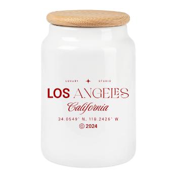 Los Angeles California Vintage Rouge - Boîte à biscuits avec couvercle en bois - blanc - Devant
