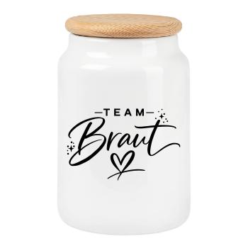 Team Braut - Keksdose mit Holzdeckel - Weiß - Vorne