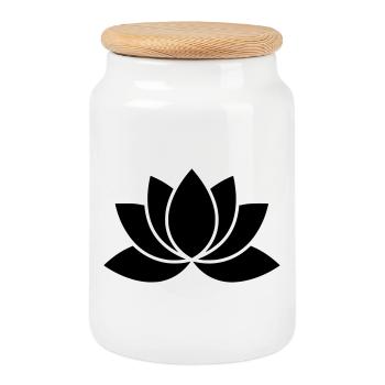 Silhouette de yoga fleur de lotus - Boîte à biscuits avec couvercle en bois - blanc - Devant