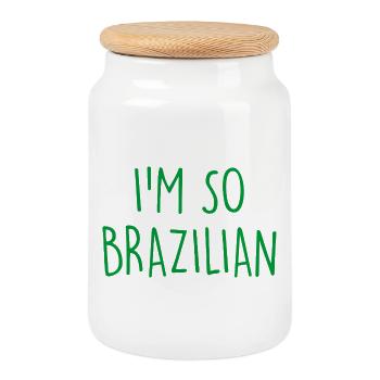 I'm so Brazilian Brazil Brasilien - Keksdose mit Holzdeckel - Weiß - Vorne