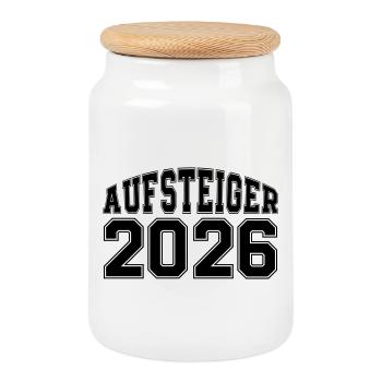 Aufsteiger 2026 - Keksdose mit Holzdeckel - Weiß - Vorne