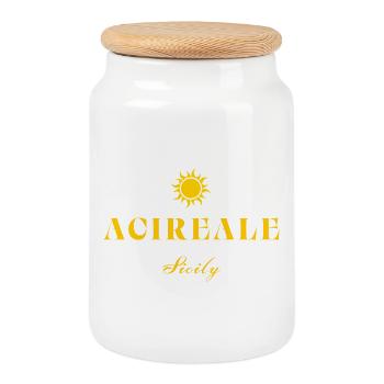 Crête solaire de l’Acireale Sicile - Boîte à biscuits avec couvercle en bois - blanc - Devant