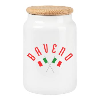 Baveno Crossed Italian Flags - Cookie Jar with Wooden Lid - white - Front