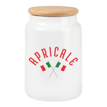 Apricale Crossed Italian Flags - Cookie Jar with Wooden Lid - white - Front