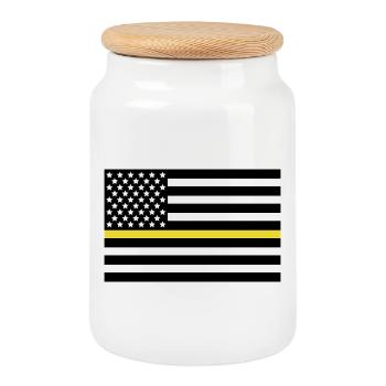 Dispatcher Yellow Line - Cookie Jar with Wooden Lid - white - Front