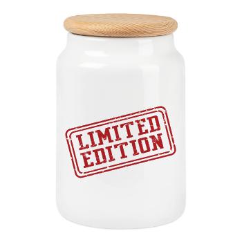 Limited Edition Stamp Icon - Cookie Jar with Wooden Lid - white - Front