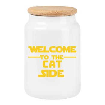 Welcome to the cat site - Cookie Jar with Wooden Lid - white - Front