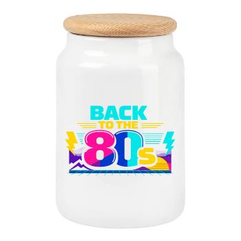 Back to the 80s Neon - Cookie Jar with Wooden Lid - white - Front