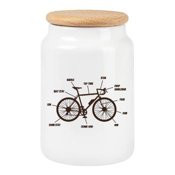Rennrad Bauplan Roadbike Rennradfahrer Design - Keksdose mit Holzdeckel - Weiß - Vorne
