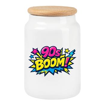 90er Boom Comic Explosion - Keksdose mit Holzdeckel - Weiß - Vorne