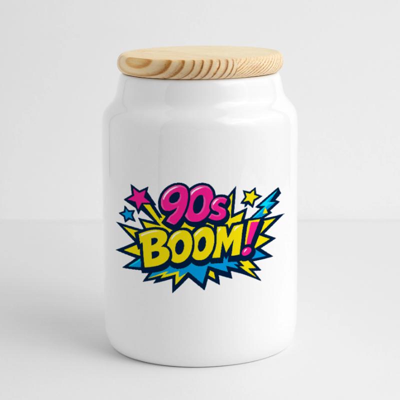 90s Boom Comic Explosion Cookie Jar with Wooden Lid