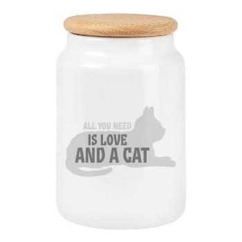 All You Need Is Love And A Cat Lustig Katze Spruch - Keksdose mit Holzdeckel - Weiß - Vorne