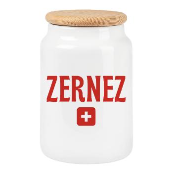 Zernez, Suisse - Boîte à biscuits avec couvercle en bois - blanc - Devant