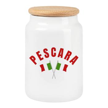 Pescara a franchi les drapeaux italiens - Boîte à biscuits avec couvercle en bois - blanc - Devant