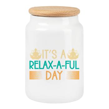 Yoga C’est une journée détente Yoga drôle - Boîte à biscuits avec couvercle en bois - blanc - Devant