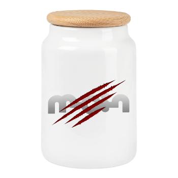 Bonjour - Boîte à biscuits avec couvercle en bois - blanc - Devant