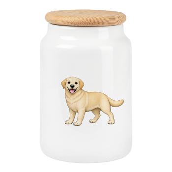 Biscuit Labrador - Boîte à biscuits avec couvercle en bois - blanc - Devant