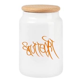 Graffiti Orange Hand Lettering Stuttgart - Cookie Jar with Wooden Lid - white - Front