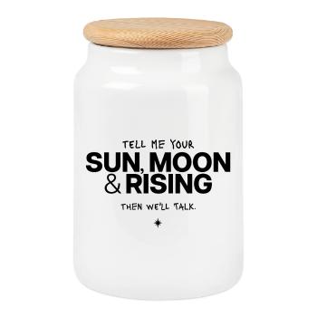 Dites-moi votre soleil, votre lune et votre montante - Boîte à biscuits avec couvercle en bois - blanc - Devant