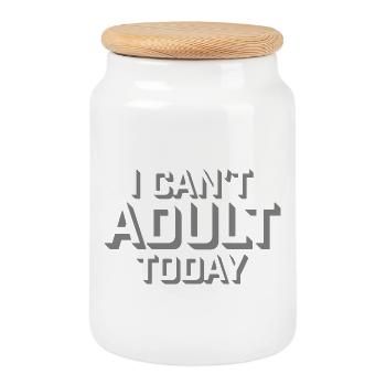 I Can't Adult Today Funny Adult Saying Logo - Cookie Jar with Wooden Lid - white - Front