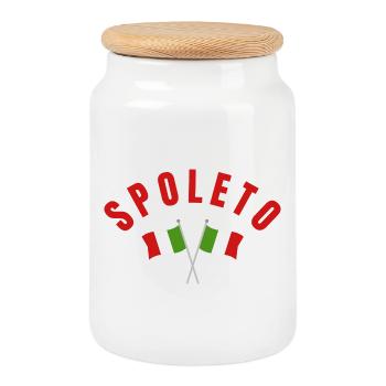 Spoleto Italian Flags  - Cookie Jar with Wooden Lid - white - Front