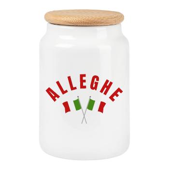 Alleghe Italian Flags - Cookie Jar with Wooden Lid - white - Front