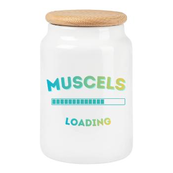 Muscle Loading Bar Graph - Cookie Jar with Wooden Lid - white - Front