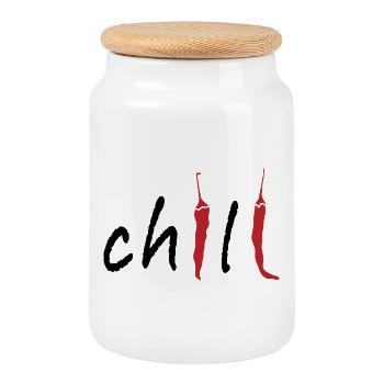 Chili Pepper Minimal Spicy Typografie Lebensmitteldesign - Keksdose mit Holzdeckel - Weiß - Vorne
