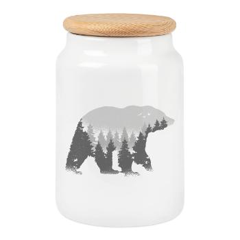 Waldgeist Bär - Boîte à biscuits avec couvercle en bois - blanc - Devant