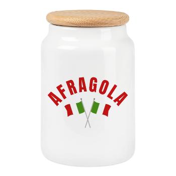 Afragola with Italian Flags - Cookie Jar with Wooden Lid - white - Front