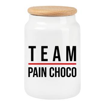 Team chocolate bread - Cookie Jar with Wooden Lid - white - Front