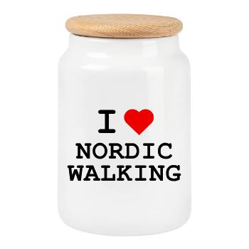 Ich liebe Nordic Walking - I love Nordic Walking - Keksdose mit Holzdeckel - Weiß - Vorne