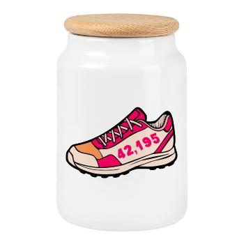 Marathon Running Shoes Running - Cookie Jar with Wooden Lid - white - Front