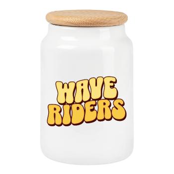 Surf Surfen Surfer - Cookie Jar with Wooden Lid - white - Front